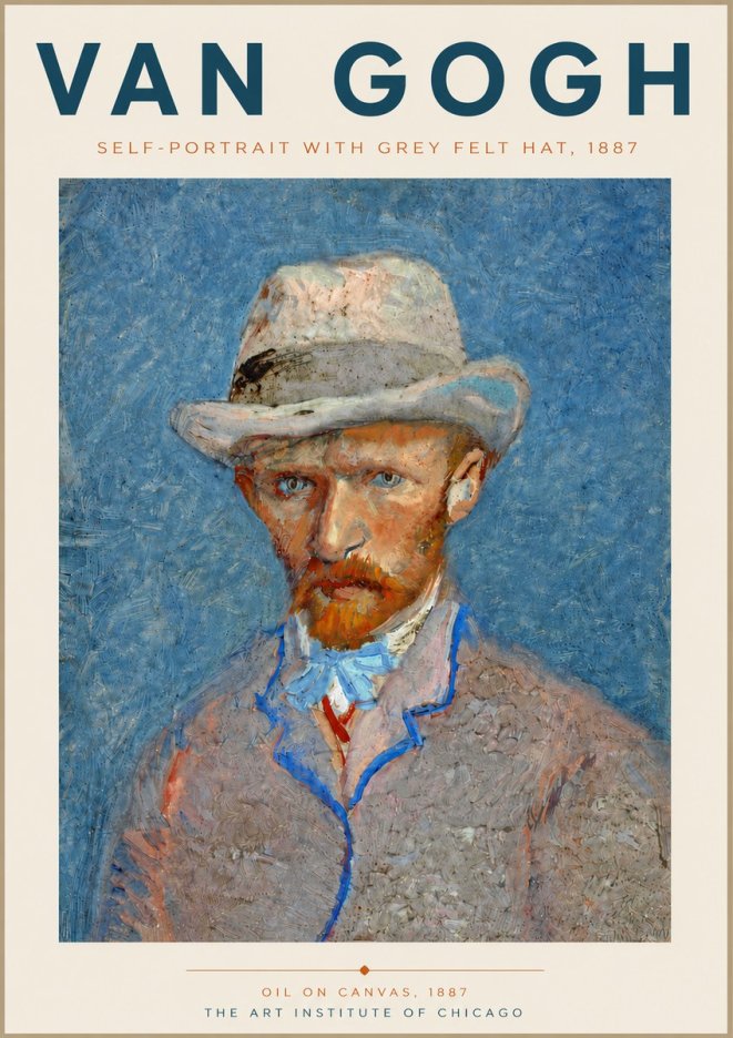 Van Gogh Self-portrait with Grey Felt Hat II No6 - Poszter