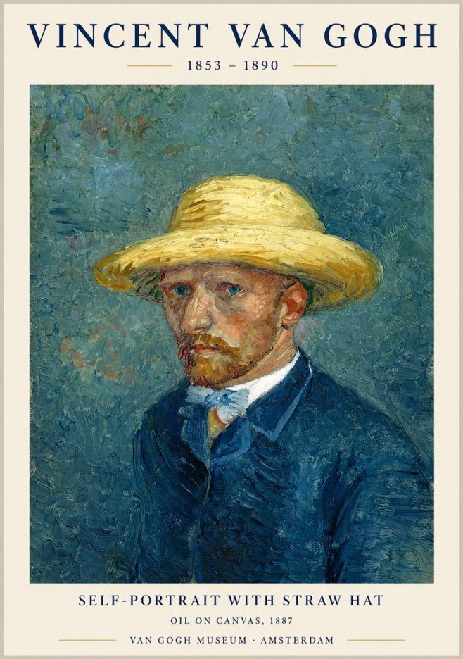 Van Gogh Self-portrait with Straw Hat III No1 - Poszter