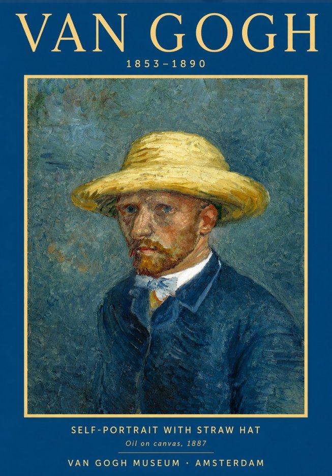 Van Gogh Self-portrait with Straw Hat III No3 - Poszter