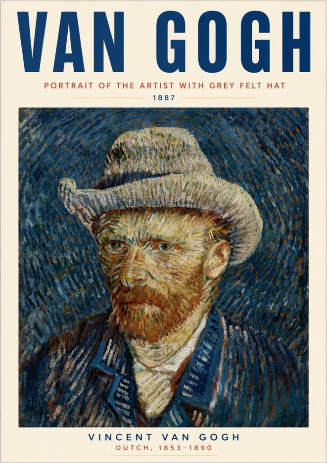 Van Gogh Portrait of the Artist with Grey Felt Hat No3 - Poszter