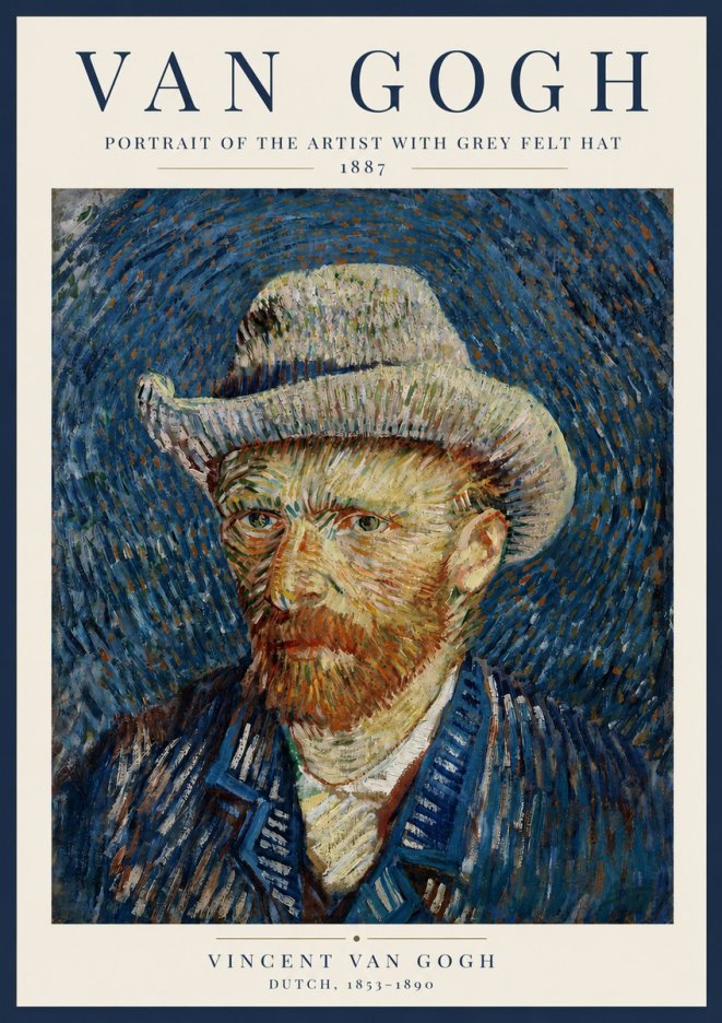 Van Gogh Portrait of the Artist with Grey Felt Hat No4 - Poszter