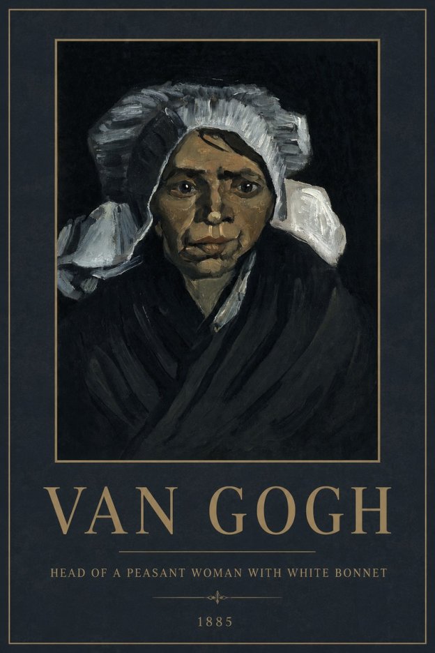Van Gogh Head of a Peasant Woman with White Bonnet No2 - Poszter
