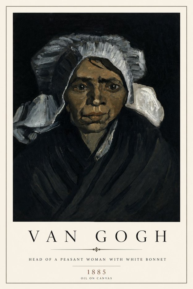 Van Gogh Head of a Peasant Woman with White Bonnet No4 - Poszter