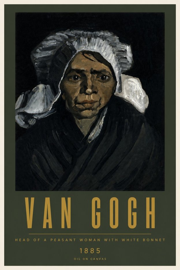 Van Gogh Head of a Peasant Woman with White Bonnet No5 - Poszter