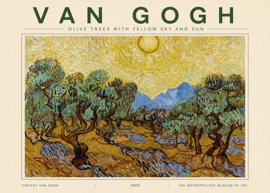 Van Gogh Olive Trees with Yellow Sky and Sun No4 - Poszter