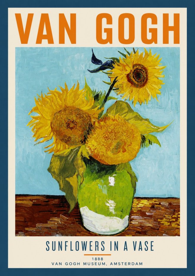Van Gogh Sunflowers in a Vase No3 - Poszter