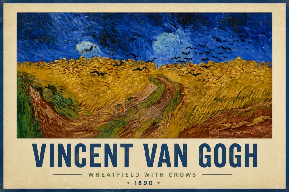 Van Gogh Wheatfield with Crows No6 - Poszter