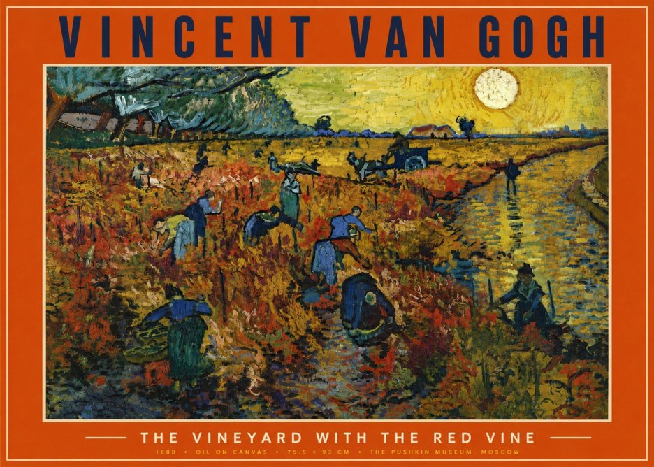 Van Gogh The Vineyard with the Red Vine No5 - Poszter