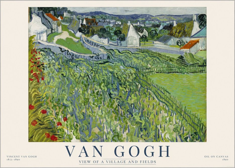 Van Gogh View of a Village and Fields No1 - Poszter