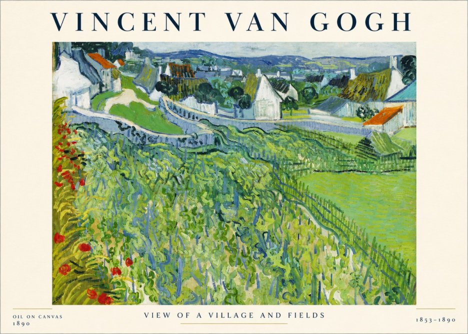Van Gogh View of a Village and Fields No4 - Poszter