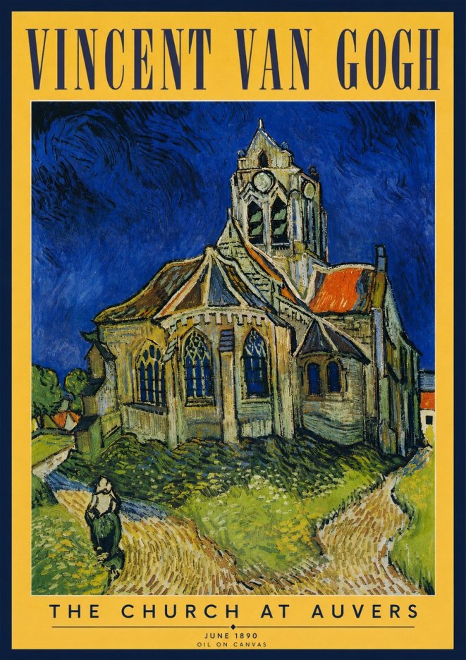 Van Gogh The Church at Auvers II No3 - Poszter