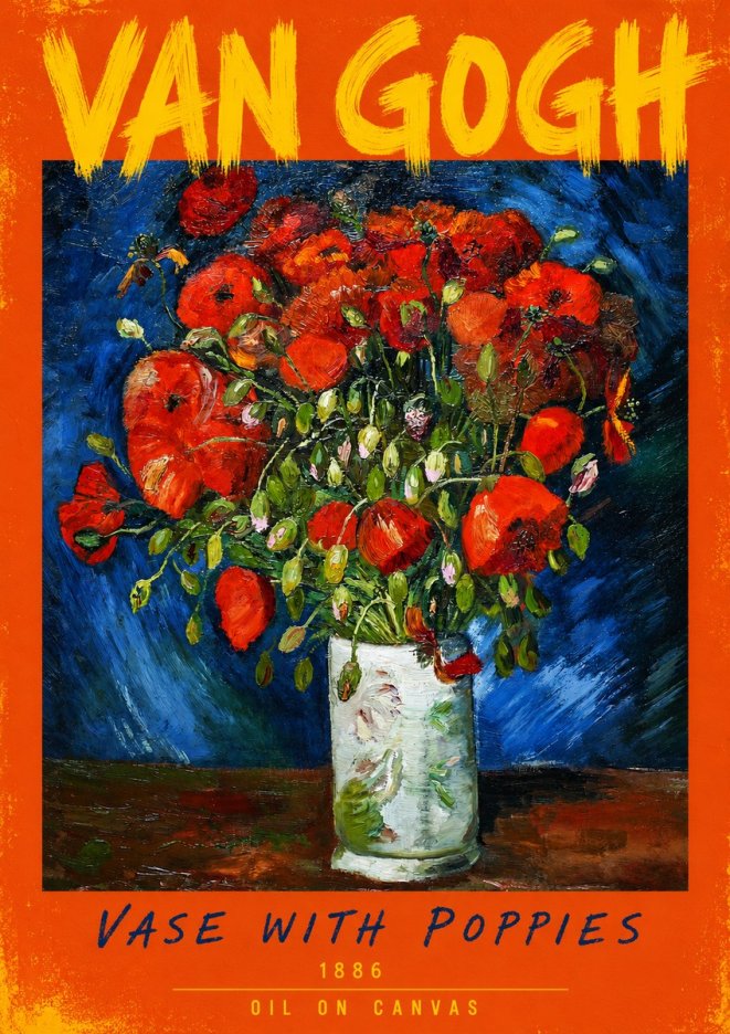 Van Gogh Vase with Poppies No3 - Poszter