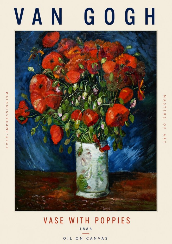 Van Gogh Vase with Poppies No5 - Poszter