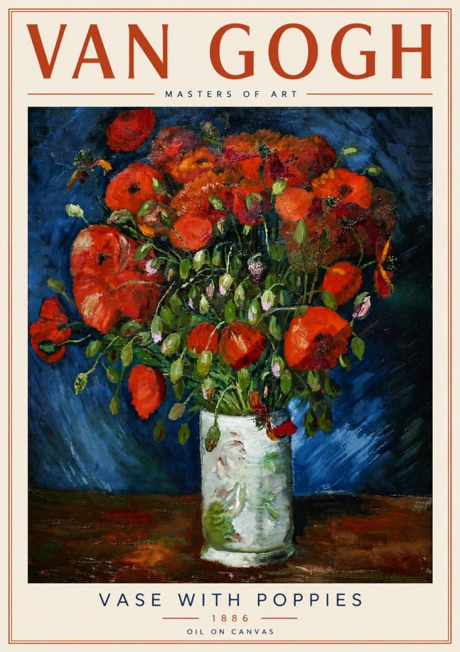 Van Gogh Vase with Poppies No6 - Poszter