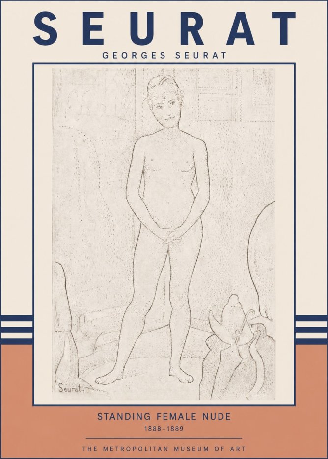 Seurat Standing Female Nude No3 - Poszter