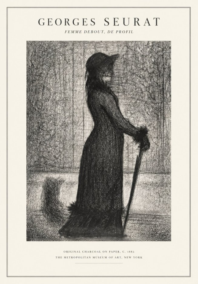 Seurat Femme Debout, De Profil No1 - Poszter