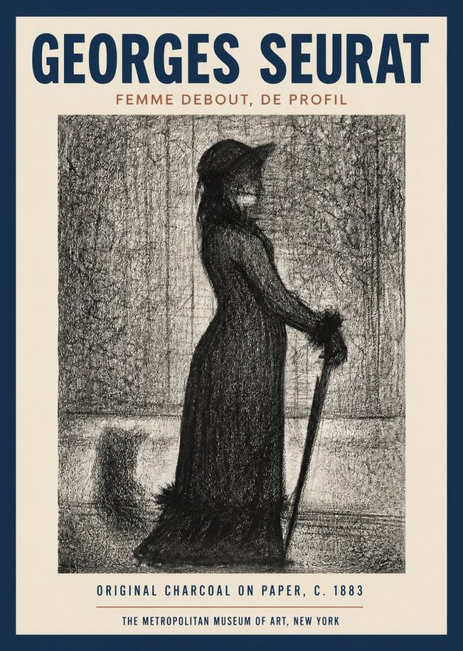 Seurat Femme Debout, De Profil No2 - Poszter
