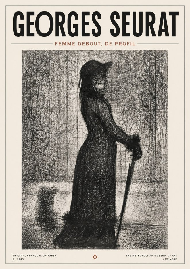 Seurat Femme Debout, De Profil No4 - Poszter
