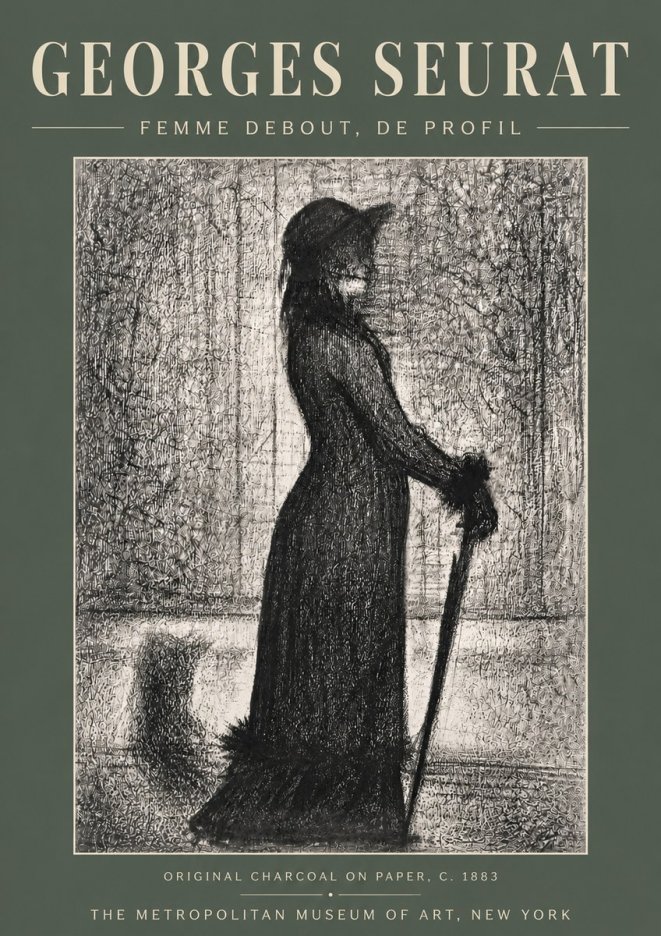 Seurat Femme Debout, De Profil No5 - Poszter
