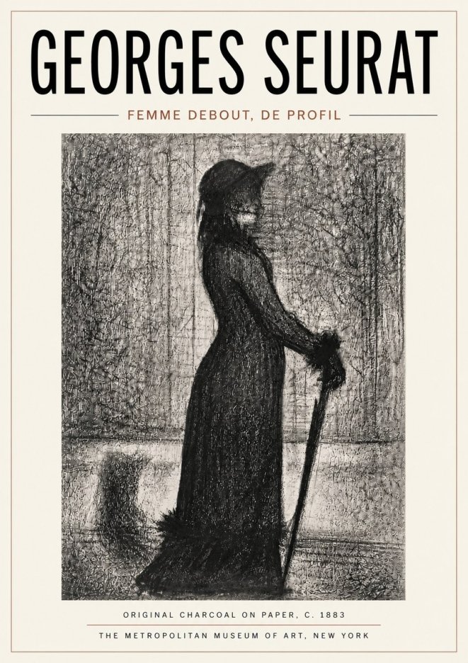 Seurat Femme Debout, De Profil No6 - Poszter