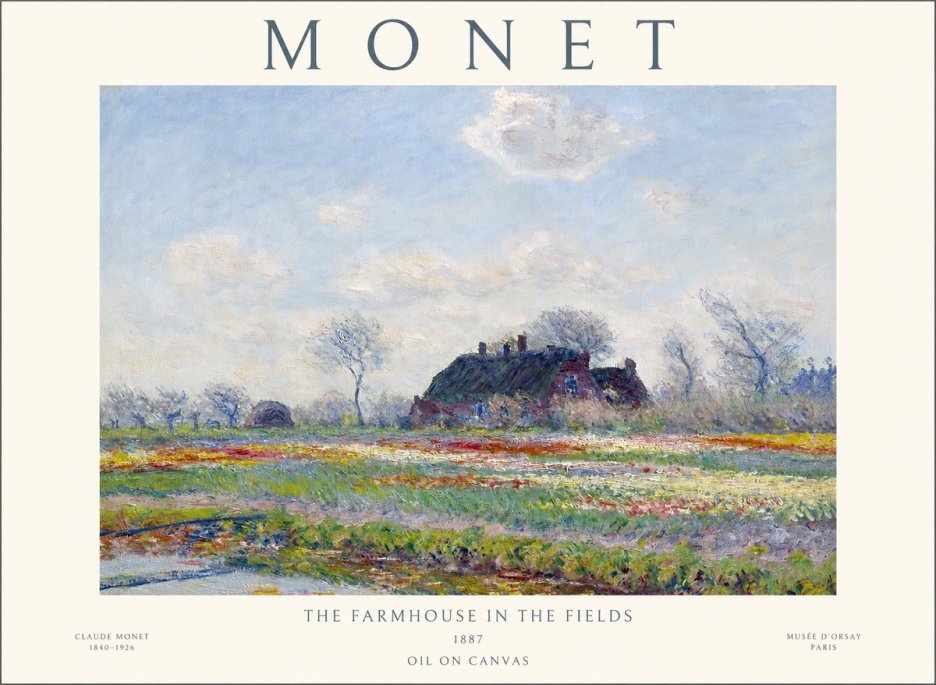 Monet The Farmhouse in the Fields No1 - Poszter