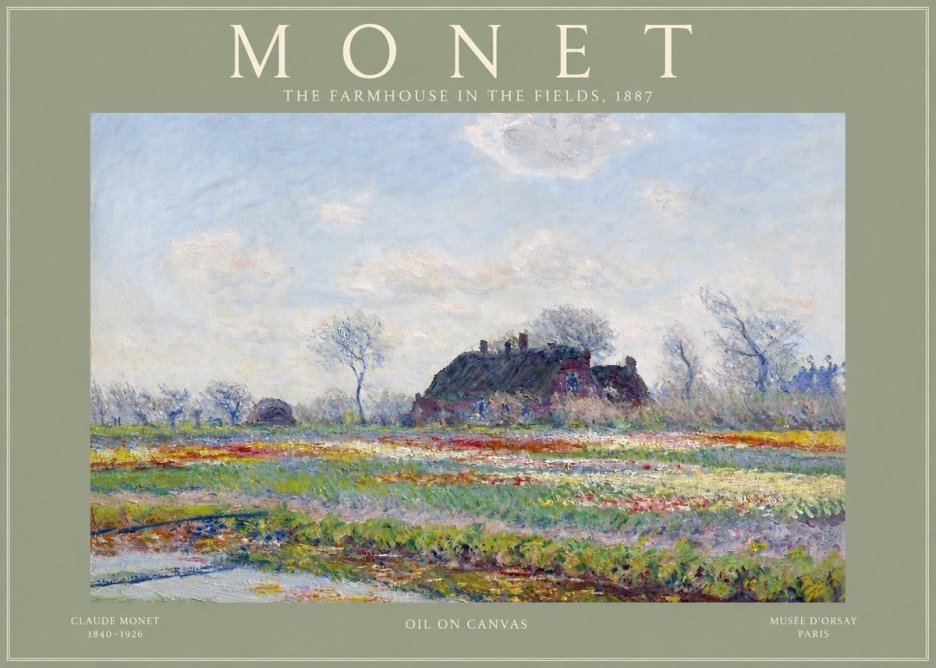 Monet The Farmhouse in the Fields No2 - Poszter