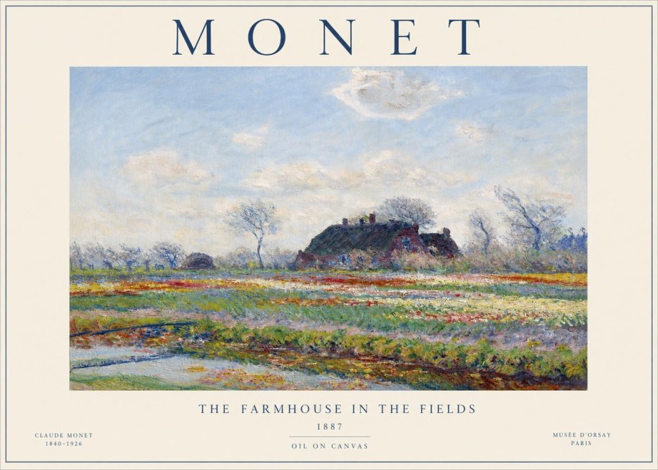Monet The Farmhouse in the Fields No3 - Poszter
