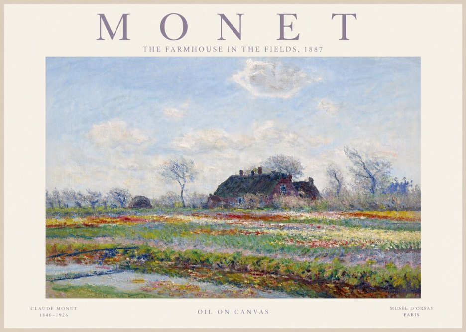 Monet The Farmhouse in the Fields No5 - Poszter
