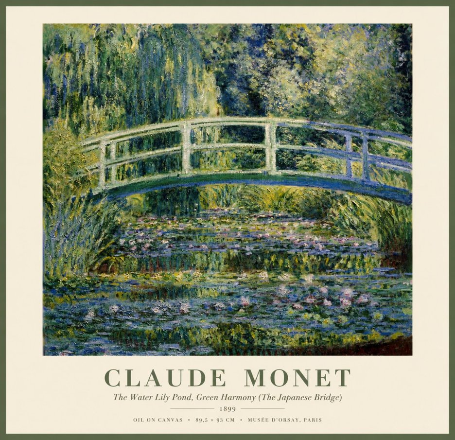 Monet The Water Lily Pond, Green Harmony (the Japanese Bridge) No1 - Poszter