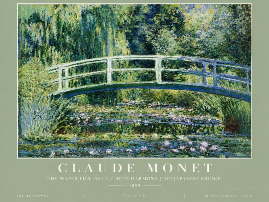 Monet The Water Lily Pond, Green Harmony (the Japanese Bridge) No5 - Poszter