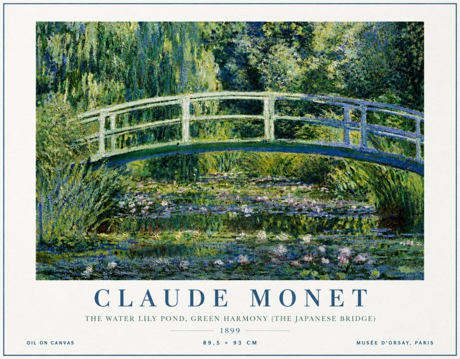 Monet The Water Lily Pond, Green Harmony (the Japanese Bridge) No6 - Poszter