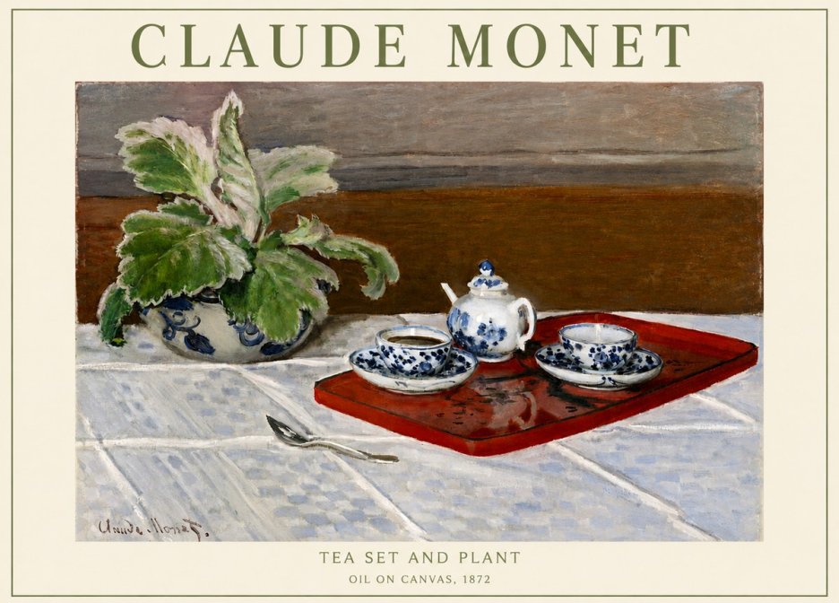 Monet Tea Set and Plant No3 - Poszter