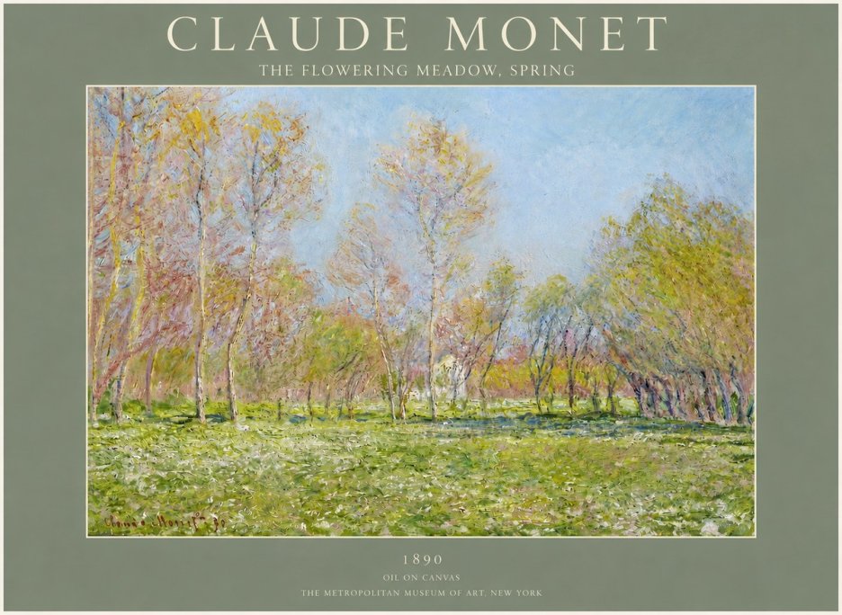 Monet The Flowering Meadow, Spring No2 - Poszter