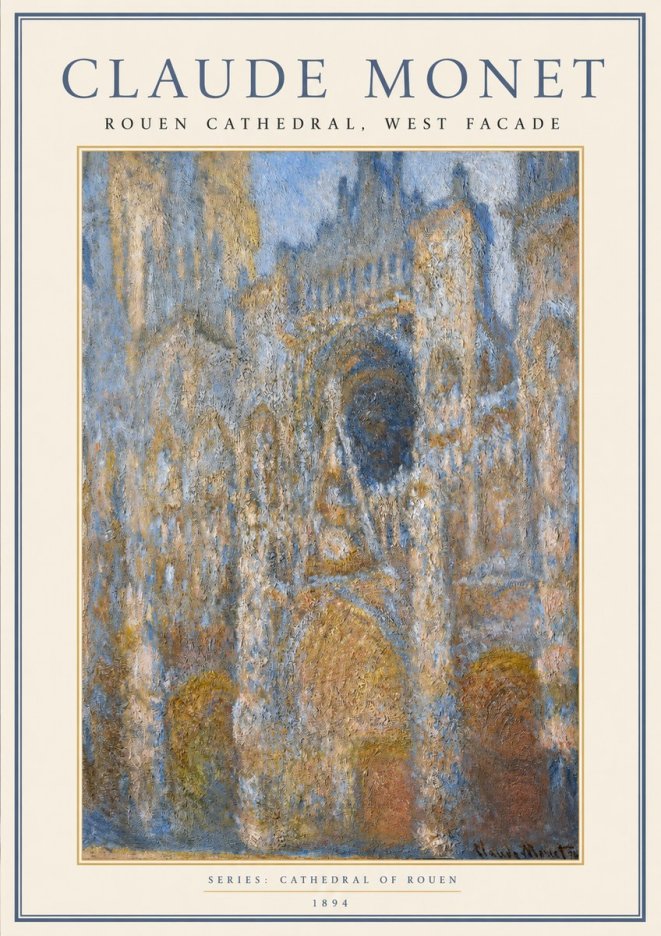 Monet Rouen Cathedral, West Facade No1 - Poszter