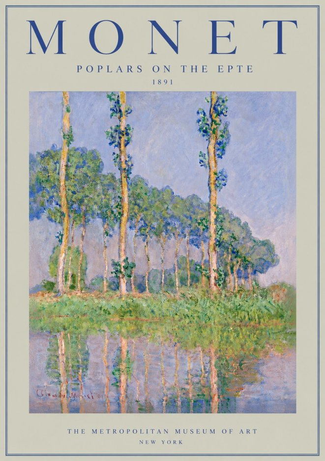 Monet Poplars on the Epte No5 - Poszter