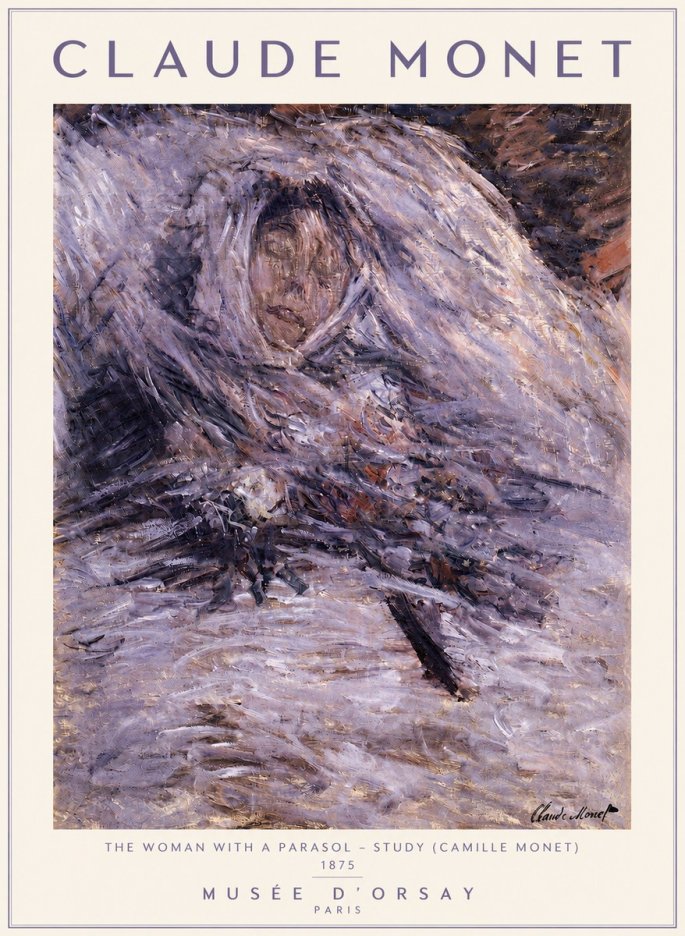 Monet The Woman with a Parasol - Study (Camille Monet) No4 - Poszter