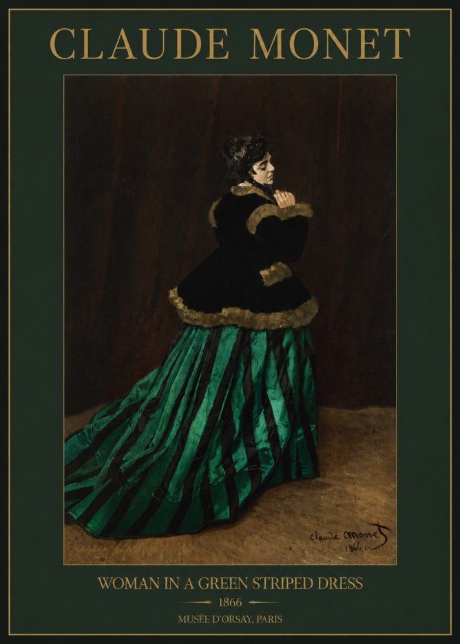 Monet Woman in a Green Striped Dress No2 - Poszter