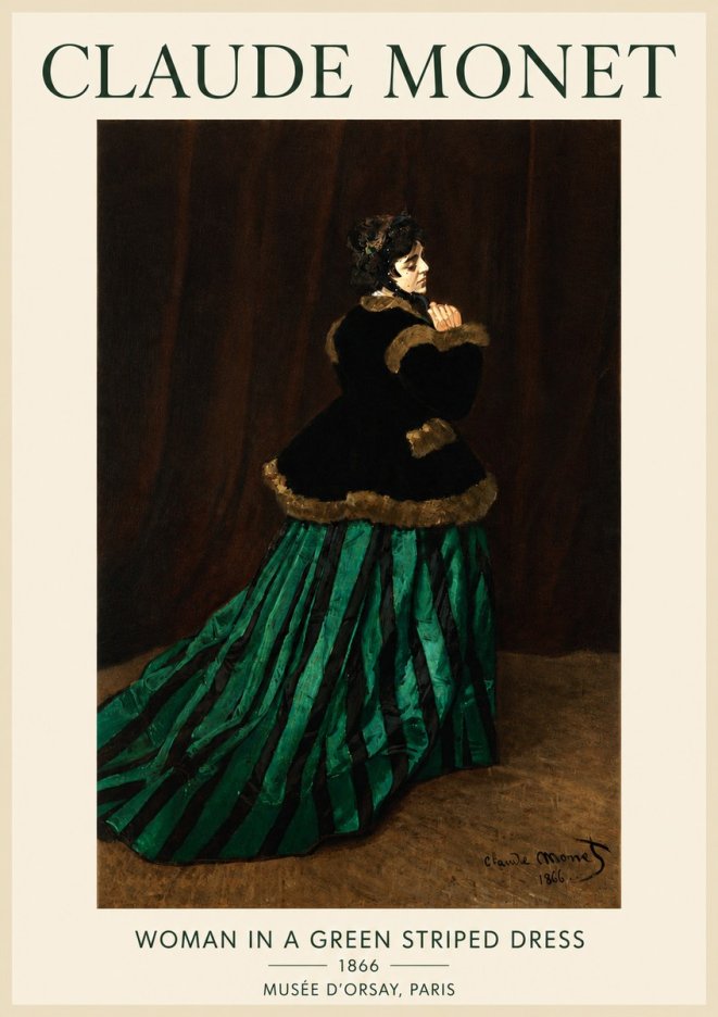 Monet Woman in a Green Striped Dress No4 - Poszter
