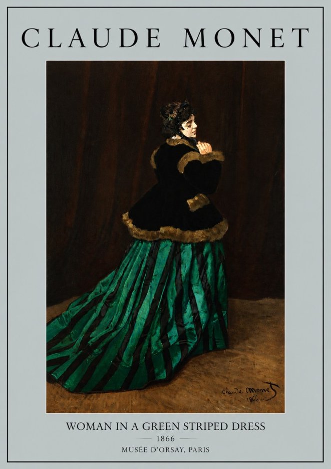 Monet Woman in a Green Striped Dress No5 - Poszter