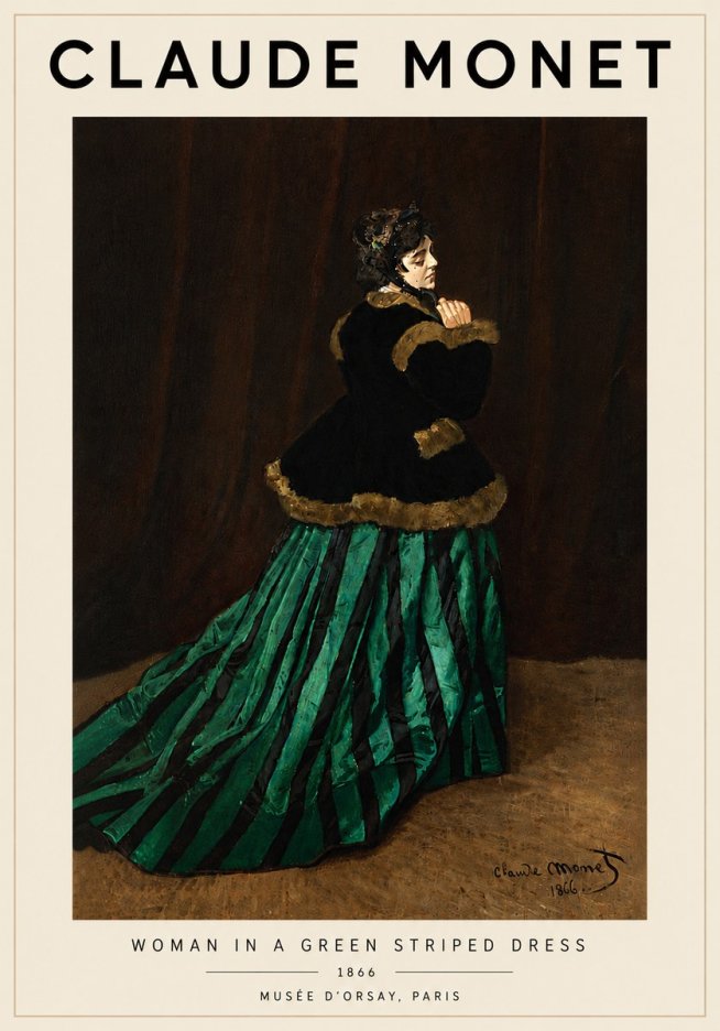 Monet Woman in a Green Striped Dress No6 - Poszter