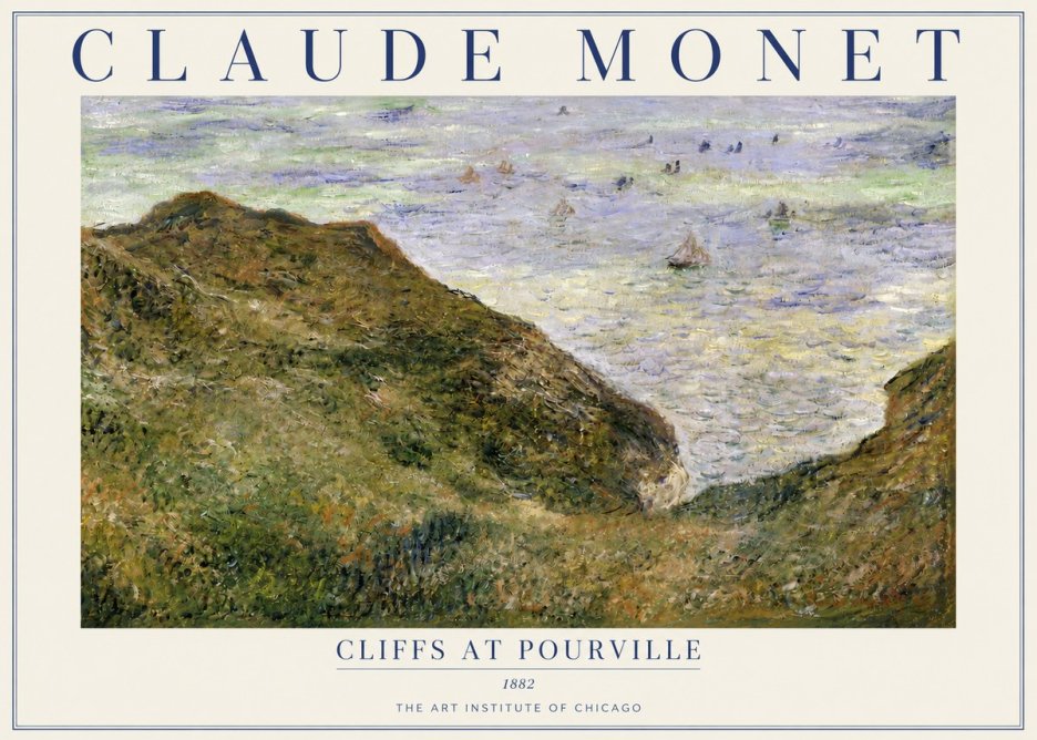 Monet Cliffs at Pourville II No3 - Poszter