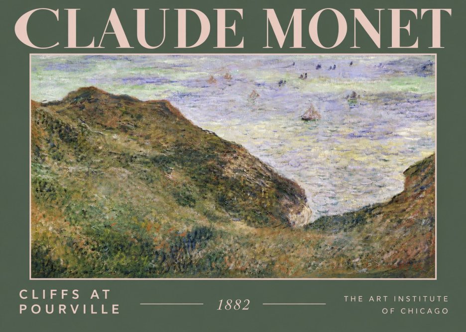 Monet Cliffs at Pourville II No4 - Poszter