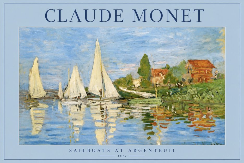 Monet Sailboats at Argenteuil No2 - Poszter