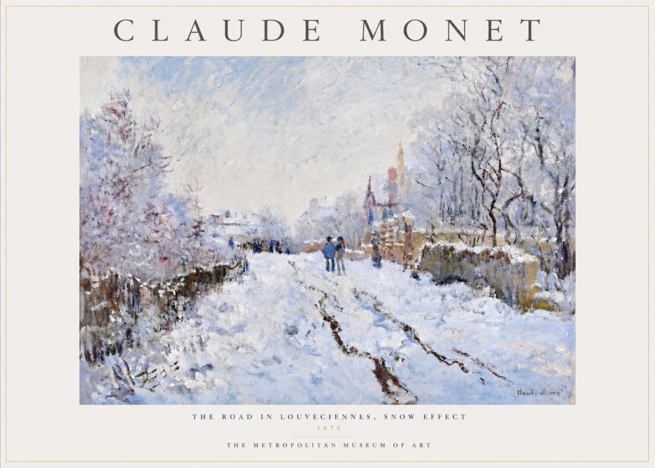 Monet The Road in Louveciennes, Snow Effect No3 - Poszter