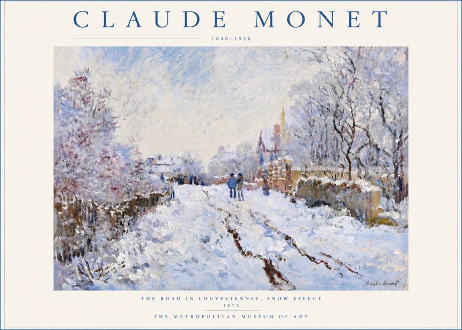 Monet The Road in Louveciennes, Snow Effect No4 - Poszter