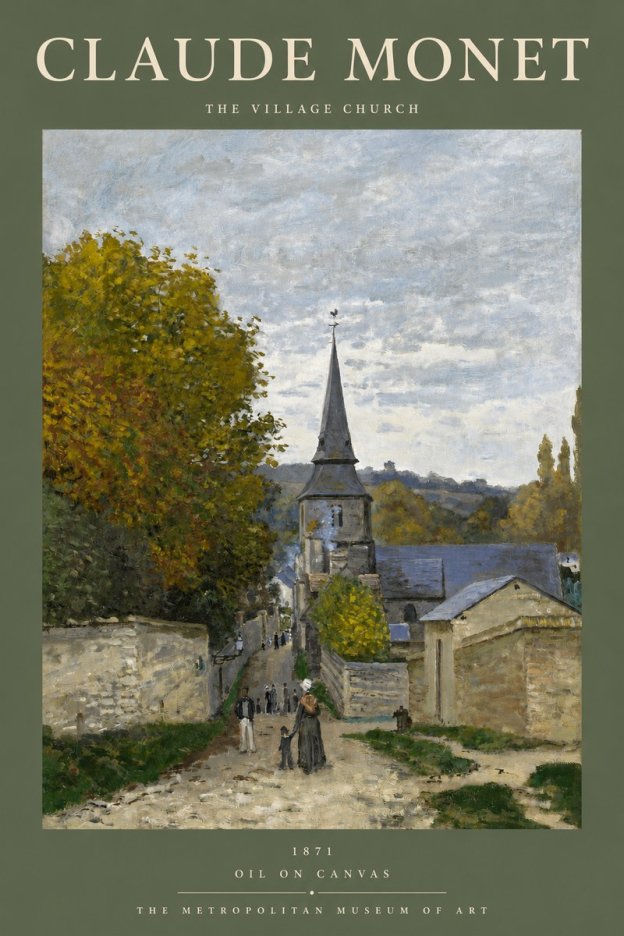 Monet The Village Church No2 - Poszter