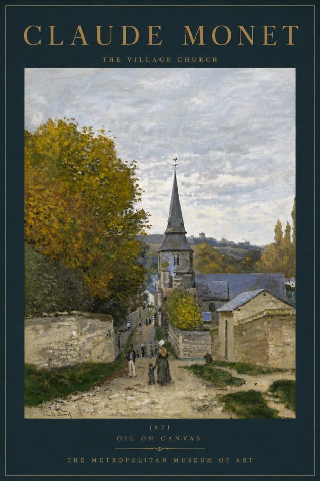 Monet The Village Church No6 - Poszter