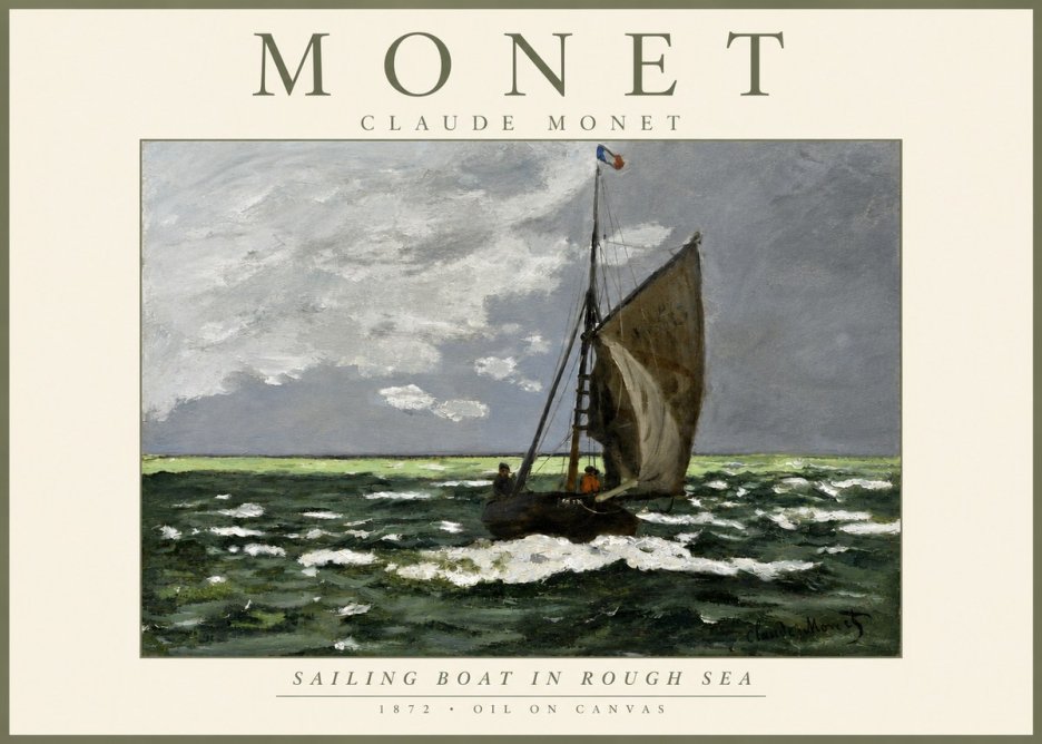 Monet Sailing Boat in Rough Sea No3 - Poszter