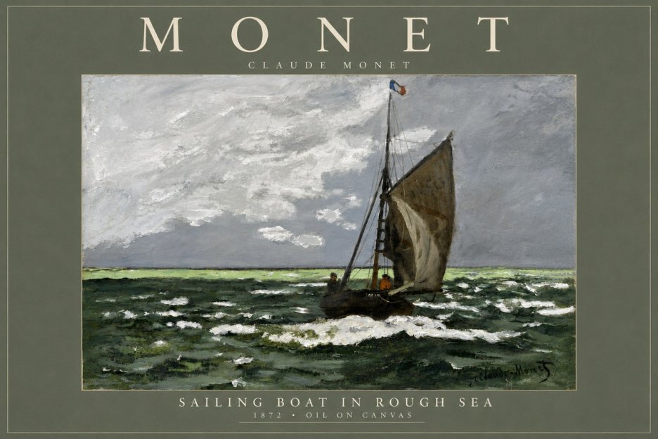 Monet Sailing Boat in Rough Sea No4 - Poszter