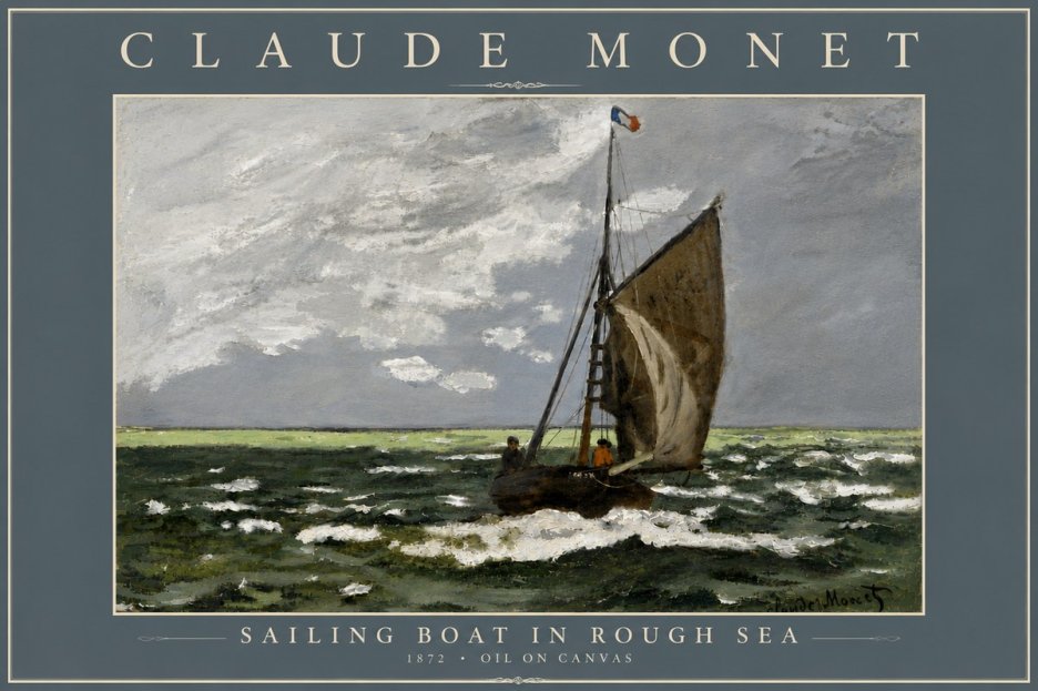 Monet Sailing Boat in Rough Sea No6 - Poszter